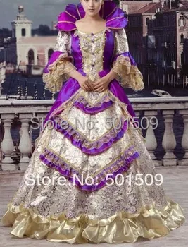 луксозно средновековна рокля от епохата на Възраждането рокля на кралица костюм на вампир викторианска Венецианское карнавальное рокля / Мари /Colonial Belle Топка