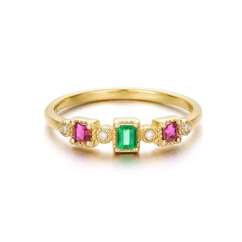 MOONROCY цветни CZ Crystal ring светло златист цвят партия на годежни пръстени, бижута за жени, момичета подарък спад доставка на едро