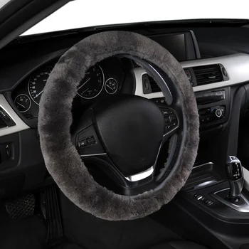 AUTOYOUTH Car Steering Covers Premium Wool For Winter Automobile Steering Wheel Cover Universal Fit 14