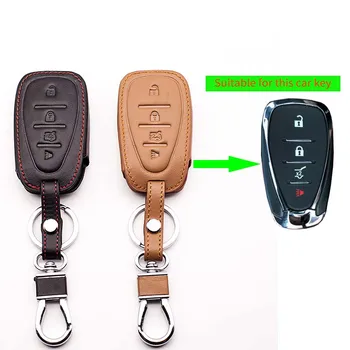 Най-горния слой на кожата Естествена кожа покриване на ключ за кола за Chevrolet Cruze Malibu 2016 XL 4 бутона Keyless Entry protect shell key cover