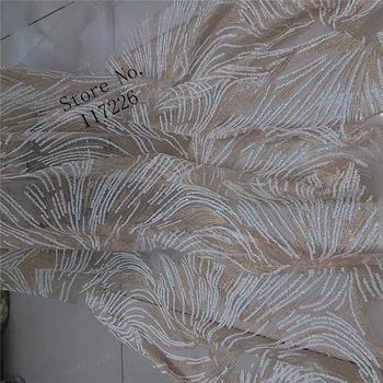 Горната мода клееная лъскава гипюровая лейси Африканска шнуровая лейси плат, с блясък
