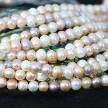Многоцветен сладководни култивирани естествени перли nearround 7-8 мм свободни мъниста сватба подарък бижута като 15-инчов B1364