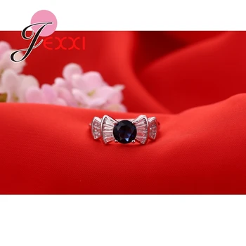 JEXXI 925 сребро синьо CZ пръстени за жени елегантен сватба годежен пръстен на Мария бижута Bijoux