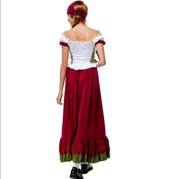 Безплатна доставка, на дребно продава нов дълъг Октоберфест бира мома крестьянское обличам костюм немска девка костюм рокля M XL