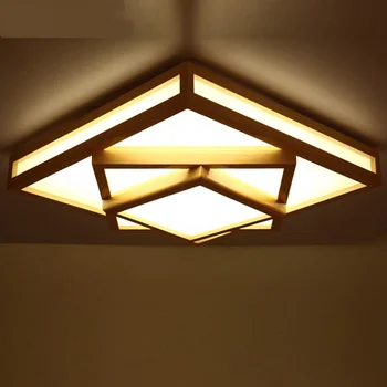 Масивна дървена правоъгълна led лампа ceiing light спалня ресторант хол хотел осветление на тавана лампа ZA10