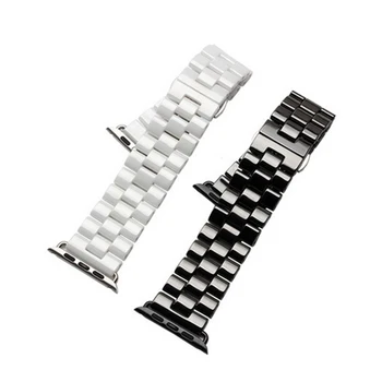2016 горещи продажба 42 мм нов Apple watchbands Керамичен каишка за часовник в черно-бял гривна с пеперуди катарама