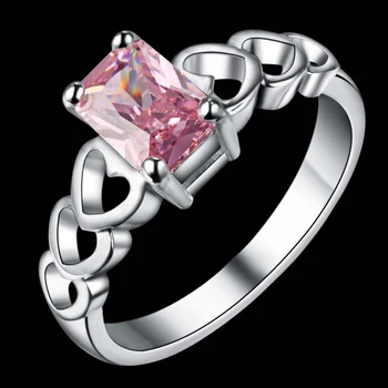 Love heart pink zircon party Wholesale 925 бижута silver plated ring, fashion jewelry Ring for Women, / SOJRWMBW TXXEPNQI