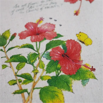 2016 Нов високо качество 4шт 20*20 см цвете серия от ръчно боядисана бельо от памучен плат за Diy шевна Лоскутная кърпа, престилка, ръчни чанти