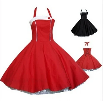 Безплатна доставка 1020 нови женски рокли Rockabilly Vintage Retro 50-те Swing Party New plus dress size S-6XL custom