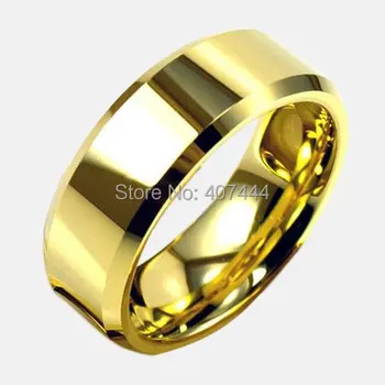 Безплатна доставка YGK бижута горещи продажба 8 мм полски златната релефна рамка comfort Fit мъжки нова мода Волфрам годежни пръстени
