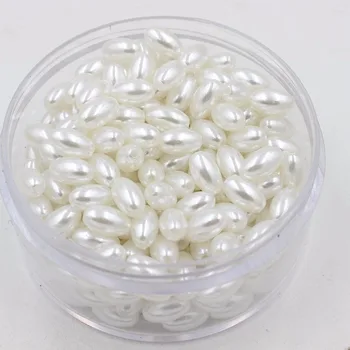 Нов 6x10mm 100шт ориз / яйце форма на имитация на перли, мъниста занаяти бижута 