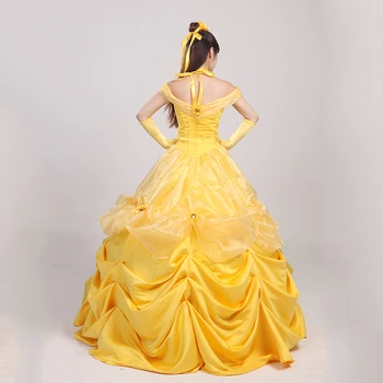 Красавицата И Звяра Красавицата Golden Fashion Costume Dress For Women Момиче Party Cosplay Dress Costom Made