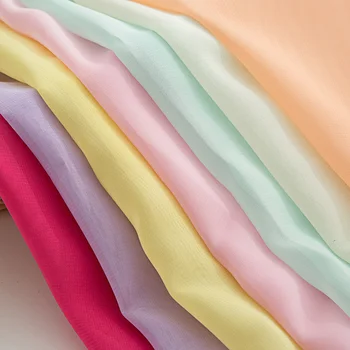 полиестер шифоновая мек плат Жоржетт плат материал 117 цвята ширина 1,5 м за копринен рокля, пола ръкоделие копринена завеса