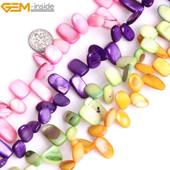 Gem-inside Top Drilled Beads Stick Shell Beads For Jewelry Making Fashion Jewelry Strand 15