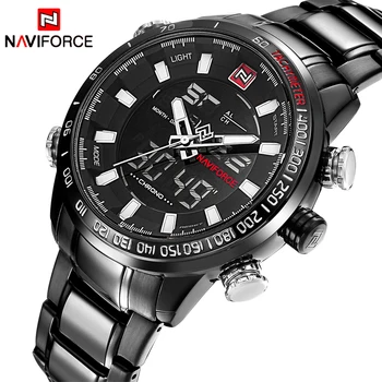 Нов топ луксозна марка мъжки Спортни кварцов напълно стоманени мъжки часовници led аналогов военни водоустойчив часовник relogio masculino
