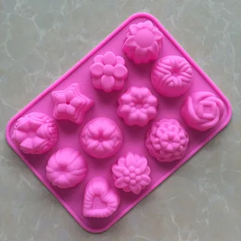 силиконови форми за торта на едро 12 решетки цвете желе пудинг десертни форма шоколад форма