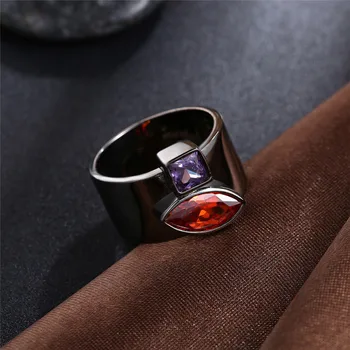Ajojewel Eco-friendly Copper Zircon Ring Special Vintage Cool Men/Women Bijoux Black Gun неправилни геометрични пръстени Party Gift