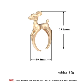 Тодорова прекрасна 3D Бамби животно елен пръстени за жени сладък животни бижута ретро безименен пръст, мода лято подарък