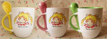 Ново Качество На Sailor Moon Керамични Кафеена Чаша Чаша С Лъжица - - - Loveful
