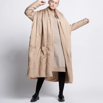 Оригинален стил, мода зима дълъг пуховик дамско яке сгущает палто свободни топли паркове тип пелерина на горно облекло мека кърпа удобна