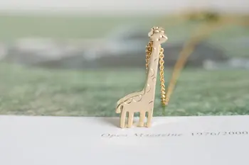 Мода злато-цвят посеребренный сладък жираф колие с висулка колие за жени, подарък, безплатна доставка на едро