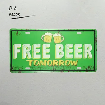 DL-Free beer tomorrow регистрационен номер стари метални знаци пещерния човек знаци и декор Бар Бира плакат