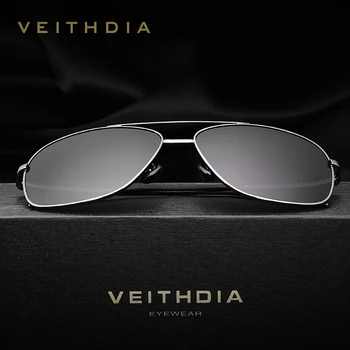 Veithdia марка мъжки ретро слънчеви очила с квадратни поляризирани UV400 лещи, очила, Аксесоари, Мъжки слънчеви очила за мъже / жени V2495