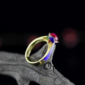 оригинален пръстен от сребро 925 проба за жени Реколта естествен гранат подарочное пръстен тайландски сребърни бижута и аксесоари
