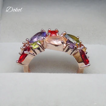 DOKOL Fashion Crystal Mona Lisa Дамски пръстени rose gold цвят на пръст пръстен многоцветен AAA кубичен цирконий сватбена украса DKR0002
