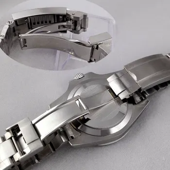 43 мм parnis стерилна черен циферблат механични часовници Топ луксозна марка керамични син сапфир bezel механизъм за самостоятелно ликвидация мъжки часовник