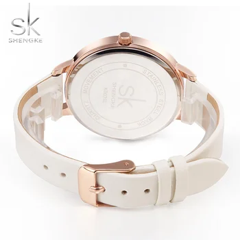 2018 нов топ марка SK Модни дамски часовници кожа Famale кварцов часовник жени ежедневното рокля ръчен часовник Reloj Mujer мрамор циферблат