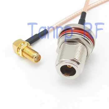 2 елемента 20 инча N женски конектор гайка преграда към SMA женски правоъгълен RF адаптер конектор 50 см косичка коаксиален кабел RG316