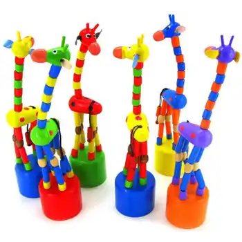 Образователни играчки на децата интелект играчка танци щанд цветни люлеещ се жираф дървена играчка B0787