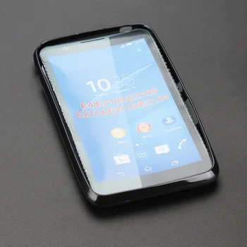 Черно гел TPU тънък мек противоскользящий калъф делото за мобилен телефон Sony Xperia E4 гумена силиконова чанта Корпуса Fundas