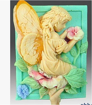 Безплатна доставка завод моделиране на силиций сапун мухъл торта декорация на мухъл ангел цвете Фея мухъл ръководство сапун мухъл брой: SO102-1