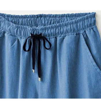 YAGENZ голям размер широки дънкови панталони Дамски дрехи M-6XL лято еластичен колан свободни панталони ежедневните дънки с дължина до глезена панталони