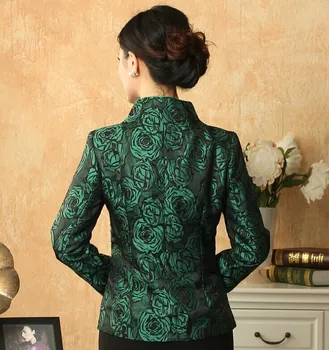 Нов Зелен традиционен китайски стил Дамски Копринени сатен яке палто цветя размер на ГСМ XL XXL XXXL Безплатна доставка
