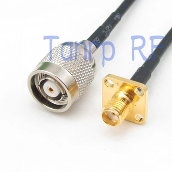 6in RP-TNC plug към SMA женски с 4 дупки панел RF конектор адаптер 15 см косичка коаксиален кабел RG174 кабел за удължаване
