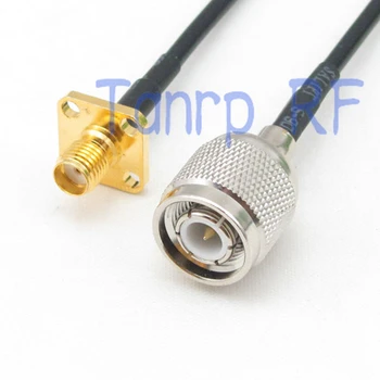 10X 6in TNC plug към SMA женски с 4 дупки панел RF конектор адаптер 15 см косичка коаксиален кабел rg174 разширяване