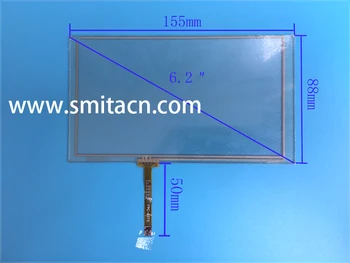 6,2-инчов 4-жичен резистивен сензорен екран ZCR-2103 ZCR-2182 за LCD дисплей HSD062IDW1 -A00, А01 ,а02 кола DVD-навигационния екран 155*88 мм