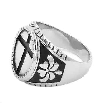 Класически кръст пръстен бижута от неръждаема стомана модерен цветя модел мотор колоездач годежен пръстен за мъже жени Едро SWR0713