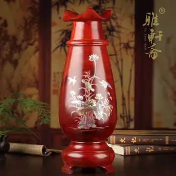 Dongyang дърворезба занаяти ваза от махагон украса на интериора на средно палисандра реално дърво, ламперия черупки цвете