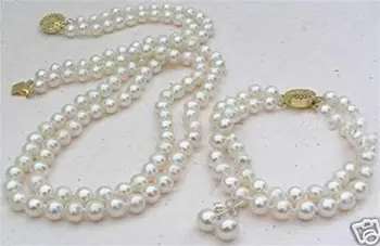 Жените подарък думата любов на жената мода бижута чаровната продажба на 2 броя Бял, 8 мм Akoya култивирани перли в огърлица, гривна, обици набор
