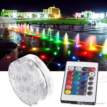 Дистанционно управляван от 10 led потопяема led RGB водоустойчива led светлина, захранван с батерии сватба на Коледно парти ВАЗа светлина