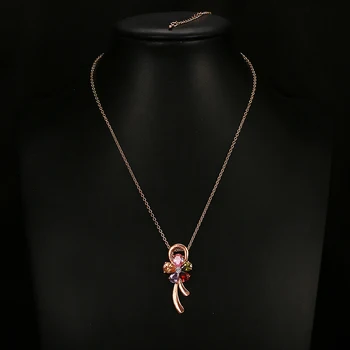Emmaya нов дизайн блестящ Циркон Crystal rose gold цвят добър подарък цвете, висулка колие верига бижута