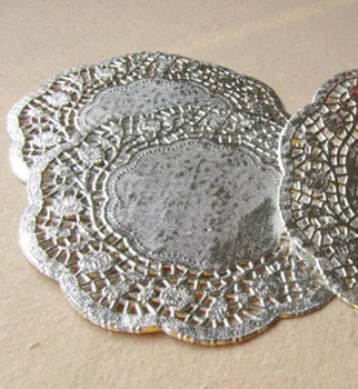 8.5 инча кръгли сребърни хартиени салфетки торта Placemat печене декорации и творчески кораб Безплатна доставка