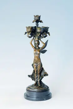 Ътли бронз елегантен бронзов свещник статуя на 4 дупки Ангел Дева роза свещник, скулптура подаръци за Рожден Ден, декорация на масата