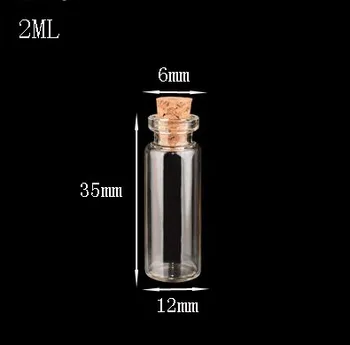 100шт 12*35 мм стъклена корк корк искат бутилка мини 2 мл празен флакон козметични контейнер за еднократна употреба проба банки партия СР подаръци