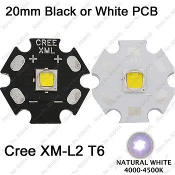 Cree XLamp XM-L2 XML2 T6 10 W неутрално бяла 4500 към висока мощност led емитер крушка за фенерче с 20 мм черен / бял Star PCB