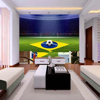 Потребителски 3d стенописи на световното Първенство по футбол футболно игрище бар кабелна телевизия стенни живопис хол разтегателен телевизор фон на стената 3D стенописи тапети